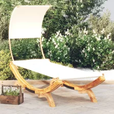   vidaXL kültéri krém baldachinos hajlított fa nyugágy 100x200x126 cm