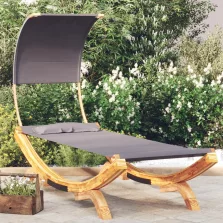   vidaXL kültéri antracit baldachinos hajlított fa nyugágy 100x200x126cm