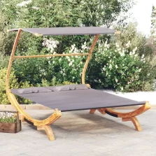   vidaXL kültéri antracit baldachinos hajlított fa nyugágy 165x203x138cm