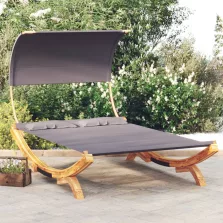   vidaXL kültéri antracit baldachinos hajlított fa nyugágy 165x203x126cm