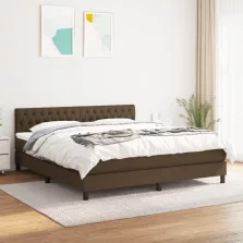  vidaXL sötétbarna szövet rugós ágy matraccal 180 x 200 cm