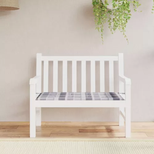 vidaXL szürke kockás oxford szövet kerti padpárna 120x50x4 cm