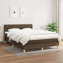   vidaXL sötétbarna szövet rugós ágy matraccal 140 x 190 cm