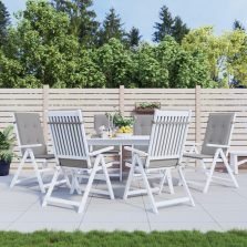   vidaXL 6 db szürke szövet kerti magas háttámlájú székpárna 120x50x3 cm