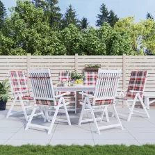   vidaXL 6 db piros kockás szövet magas háttámlájú székpárna 120x50x3 cm