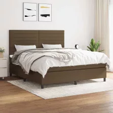   vidaXL sötétbarna szövet rugós ágy matraccal 180 x 200 cm