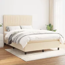   vidaXL krémszínű szövet rugós ágy matraccal 140 x 190 cm