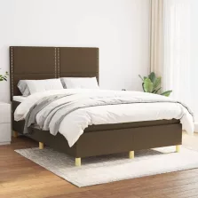   vidaXL sötétbarna szövet rugós ágy matraccal 140 x 190 cm