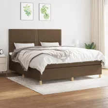   vidaXL sötétbarna szövet rugós ágy matraccal 180 x 200 cm