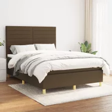   vidaXL sötétbarna szövet rugós ágy matraccal 140 x 190 cm