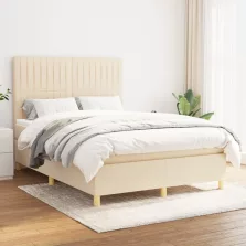   vidaXL krémszínű szövet rugós ágy matraccal 140 x 190 cm