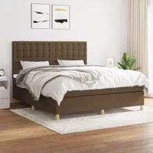   vidaXL sötétbarna szövet rugós ágy matraccal 180 x 200 cm