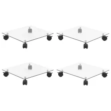   vidaXL 4 db négyzet alakú edzett üveg görgős növénytartó 35 x 35 cm