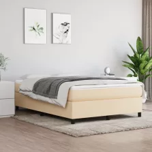   vidaXL krémszínű szövet rugós ágy matraccal 140 x 190 cm