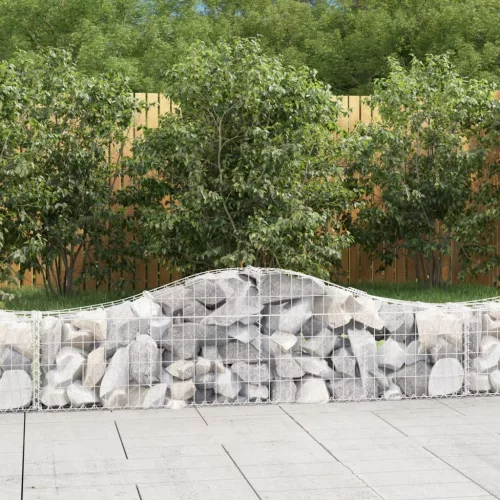 vidaXL 6 db íves horganyzott vas gabion kosár 200x30x40/60 cm