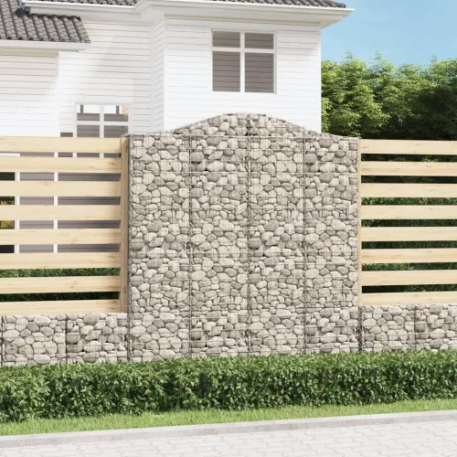 vidaXL 2 db íves horganyzott vas gabion kosár 200x30x220/240 cm
