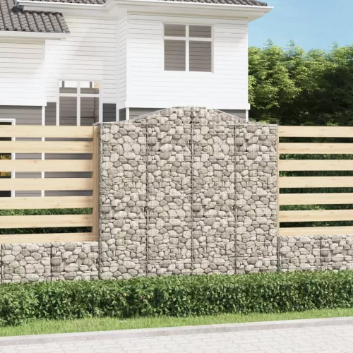 vidaXL 3 db íves horganyzott vas gabion kosár 200x50x200/220 cm