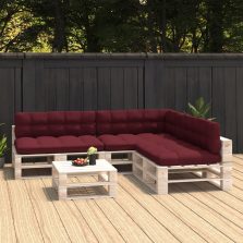 vidaXL 7 db bordó raklapkanapé-párna