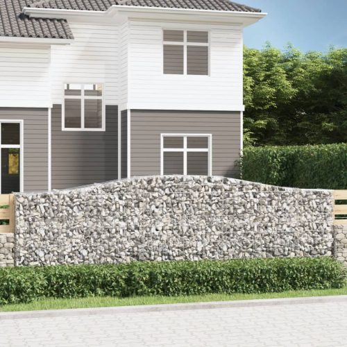 vidaXL 8 db íves horganyzott vas gabion kosár 400x50x120/140 cm