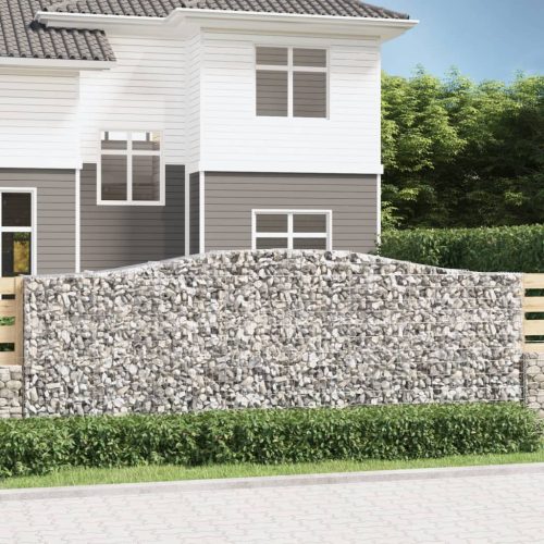 vidaXL 2 db íves horganyzott vas gabion kosár 400x50x140/160 cm