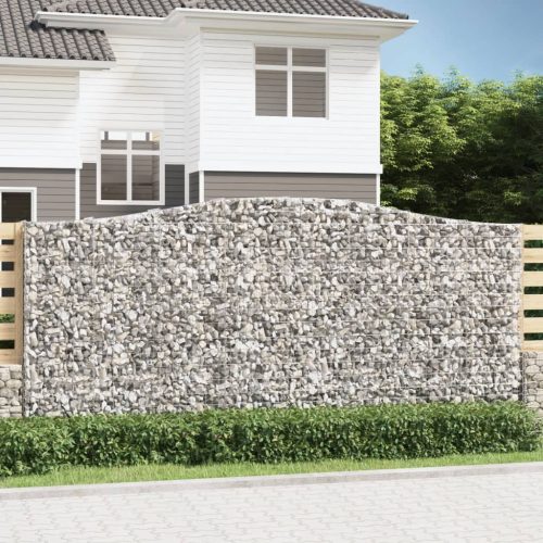 vidaXL 3 db íves horganyzott vas gabion kosár 400x50x180/200 cm