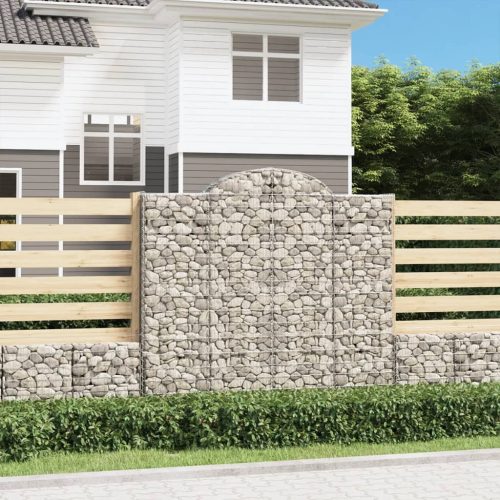 vidaXL 4 db íves horganyzott vas gabion kosár 200x30x180/200 cm