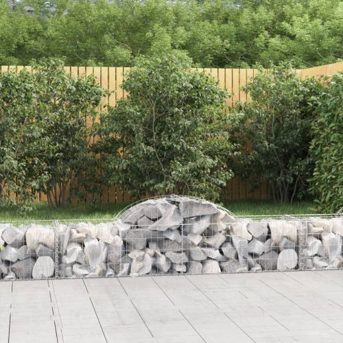 vidaXL 2 db íves horganyzott vas gabion kosár 200x50x40/60 cm