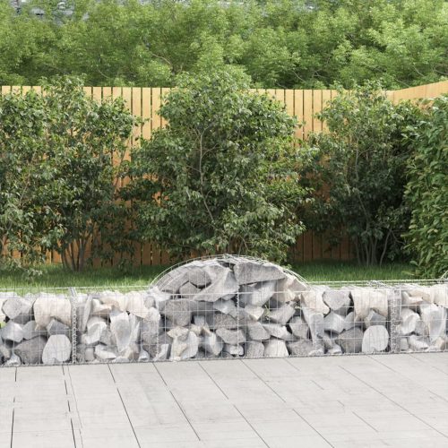 vidaXL 3 db íves horganyzott vas gabion kosár 200x50x40/60 cm