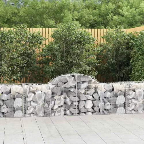 vidaXL 12 db íves horganyzott vas gabion kosár 200x50x60/80 cm