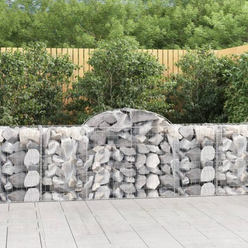 vidaXL 3 db íves horganyzott vas gabion kosár 200x50x80/100 cm