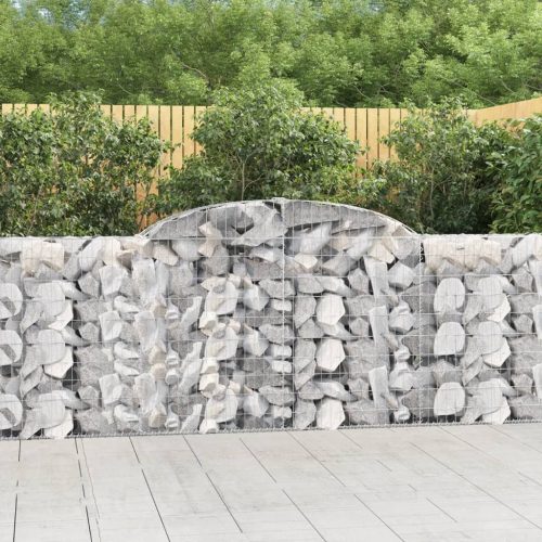 vidaXL 3 db íves horganyzott vas gabion kosár 300 x 30 x 100/120 cm