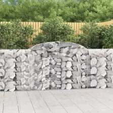   vidaXL 12 db íves horganyzott vas gabion kosár 300 x 30 x 100/120 cm