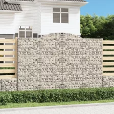   vidaXL 2 db íves horganyzott vas gabion kosár 300 x 30 x 200/220 cm