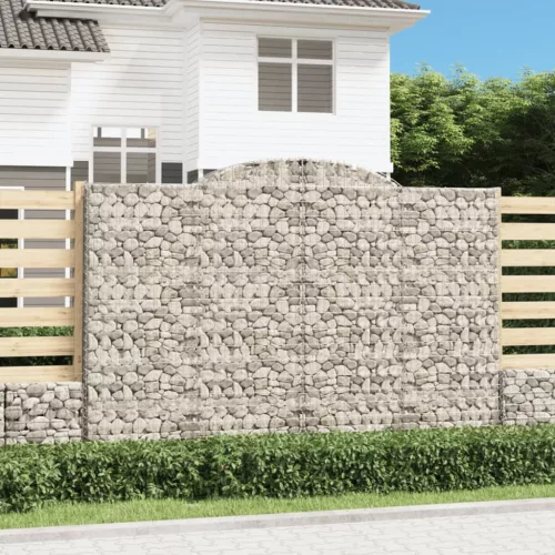 vidaXL 2 db íves horganyzott vas gabion kosár 300 x 30 x 200/220 cm