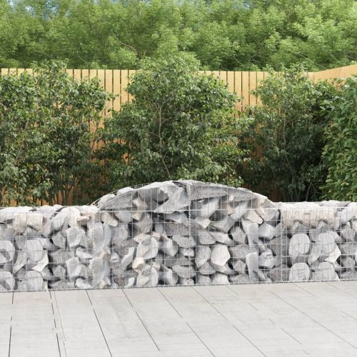 vidaXL 7 db íves horganyzott vas gabion kosár 300x50x60/80 cm