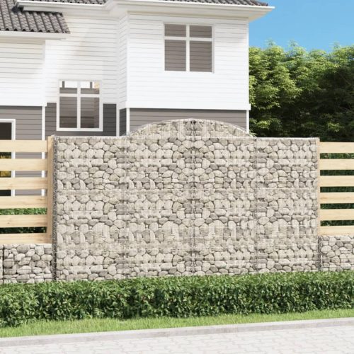 vidaXL 2 db íves horganyzott vas gabion kosár 300x50x180/200 cm