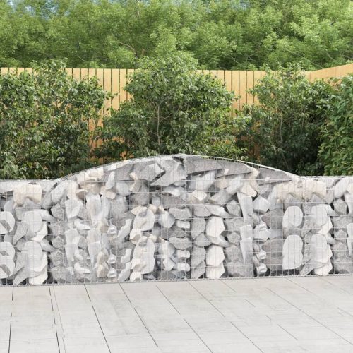 vidaXL 3 db íves horganyzott vas gabion kosár 400x30x100/120 cm