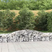   vidaXL 2 db íves horganyzott vas gabion kosár 400x50x40/60 cm