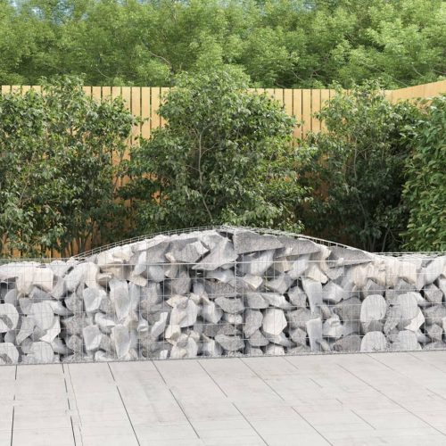 vidaXL 2 db íves horganyzott vas gabion kosár 400x50x60/80 cm