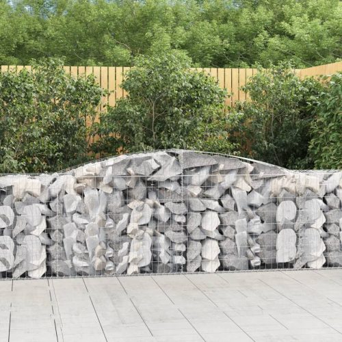 vidaXL 3 db íves horganyzott vas gabion kosár 400x50x80/100 cm