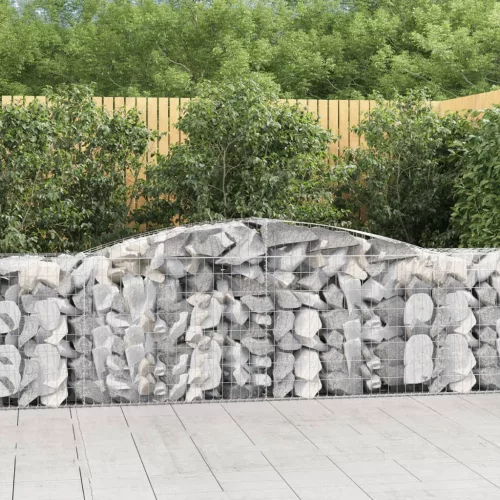 vidaXL 4 db íves horganyzott vas gabion kosár 400x50x80/100 cm