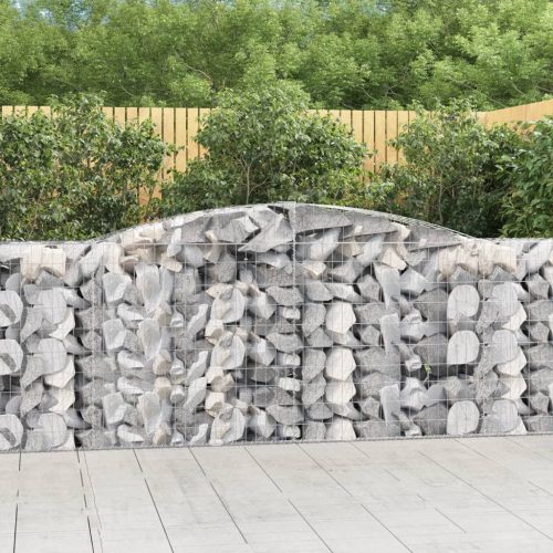 vidaXL 2 db íves horganyzott vas gabion kosár 400x50x100/120 cm