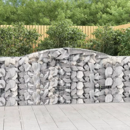 vidaXL 10 db íves horganyzott vas gabion kosár 400x50x100/120 cm
