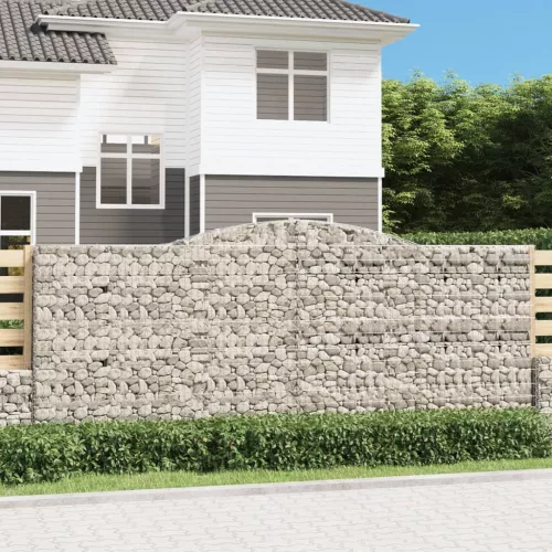 vidaXL 3 db íves horganyzott vas gabion kosár 400x50x160/180 cm