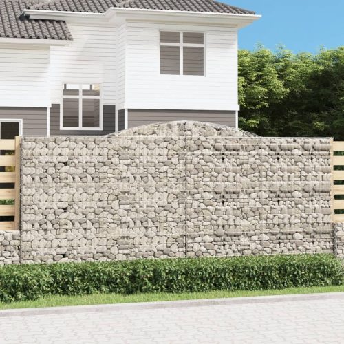 vidaXL 3 db íves horganyzott vas gabion kosár 400x50x180/200 cm