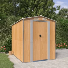   vidaXL világosbarna horganyzott acél kerti fészer 192x274x223 cm