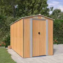   vidaXL világosbarna horganyzott acél kerti fészer 192x357x223 cm