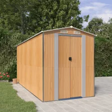   vidaXL világosbarna horganyzott acél kerti fészer 192 x 440 x 223 cm