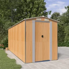   vidaXL világosbarna horganyzott acél kerti fészer 192x523x223 cm