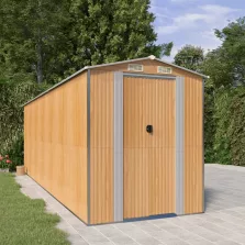   vidaXL világosbarna horganyzott acél kerti fészer 192x606x223 cm